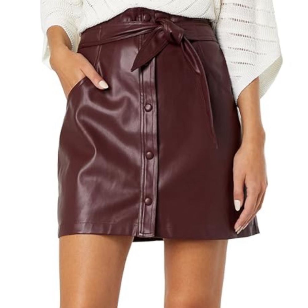Bishop and Young, vegan leather button front skirt